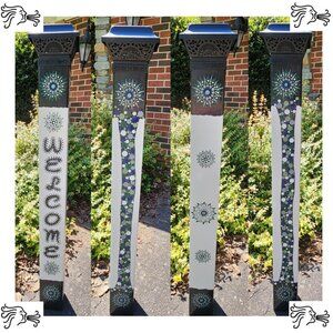 Garden Peace Pole Hand Painted Solar Light and Wire Stand Customized Yard Art